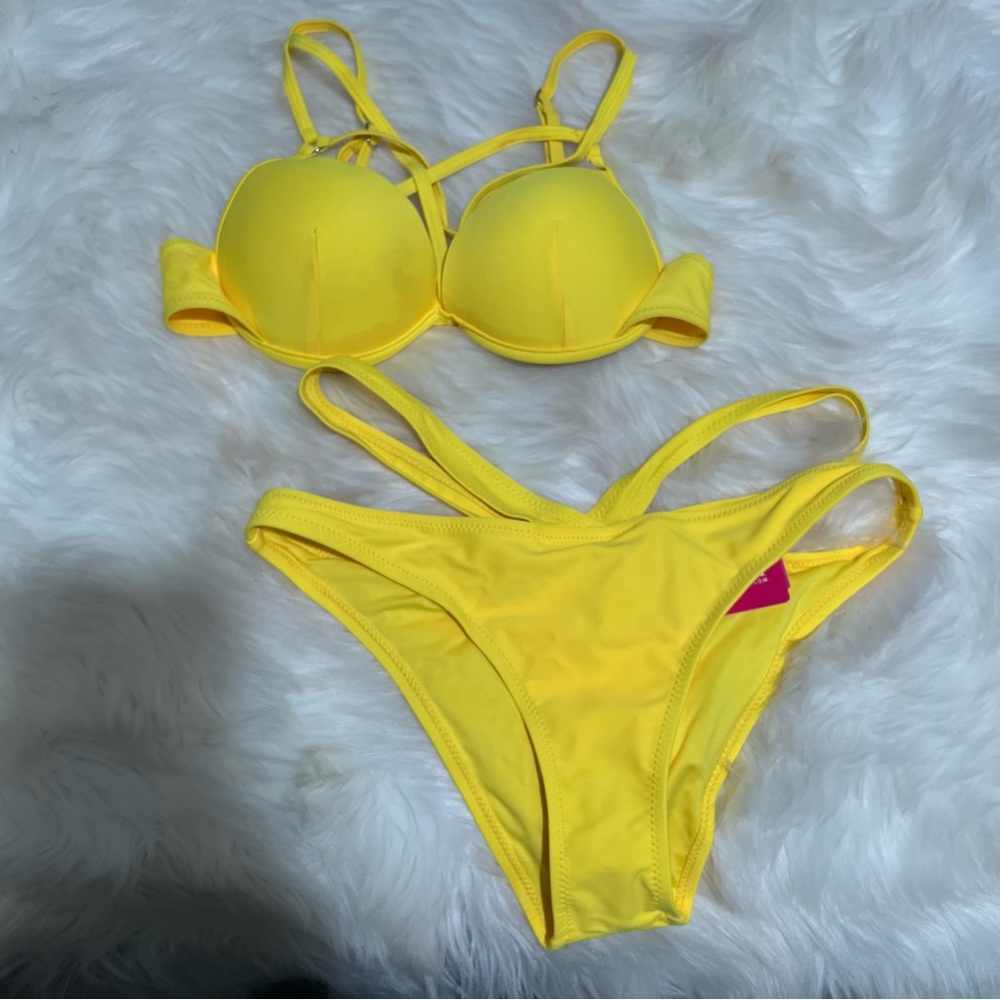 New Agaci yellow push up bikini set size m